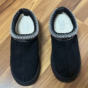 MIA Black Mules with White Trim